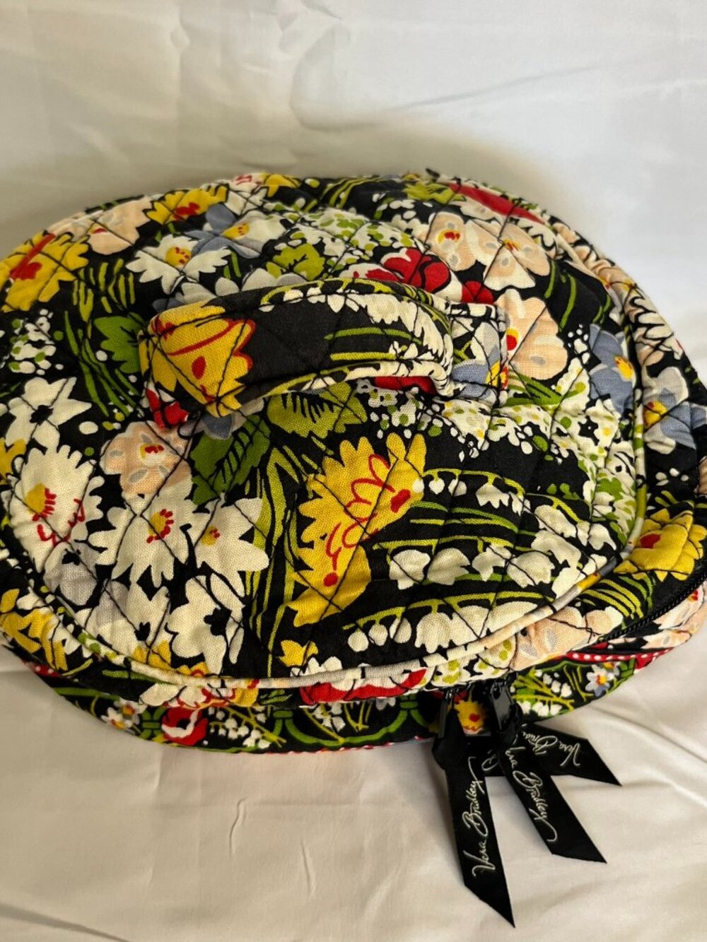 Vera Bradley Round Travel Cosmetic Bag Organizer Make up Poppy Fields toiletry